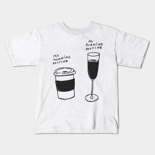 Morning Coffee And Evening Wine Kids T-Shirt